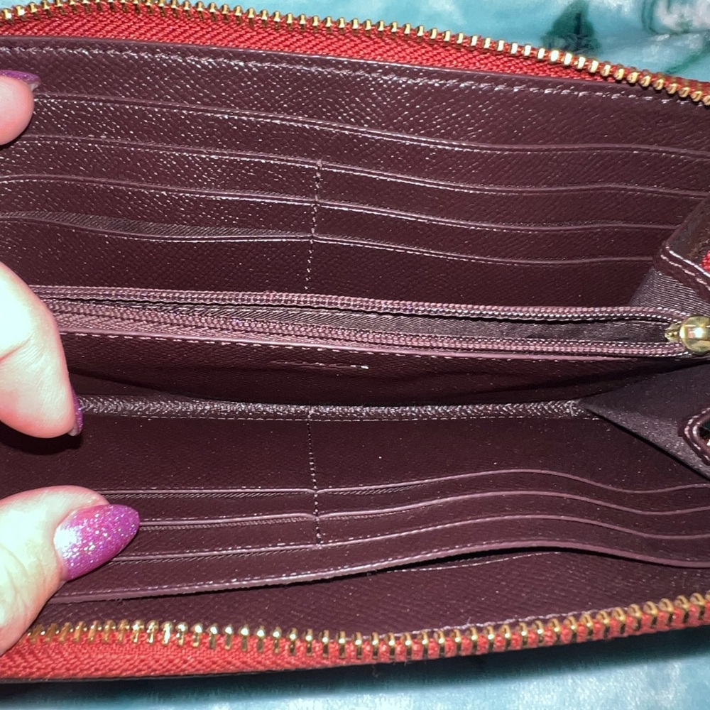 Coach Authentic Wallet. Red Sparkle With Gold Har… - image 5